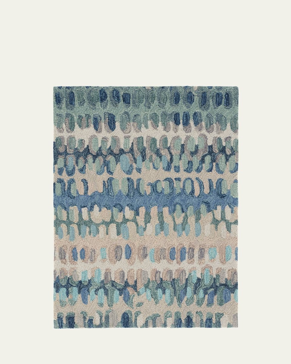 Paint Chip Blue Micro-Hooked Rug, 5' x 8'